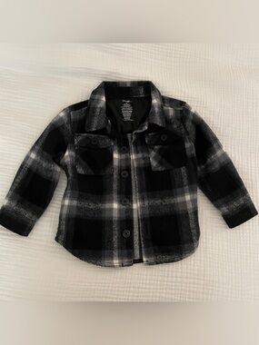 George 4T Black & Gray Plaid Toddler Button-Up Shirt Jacket